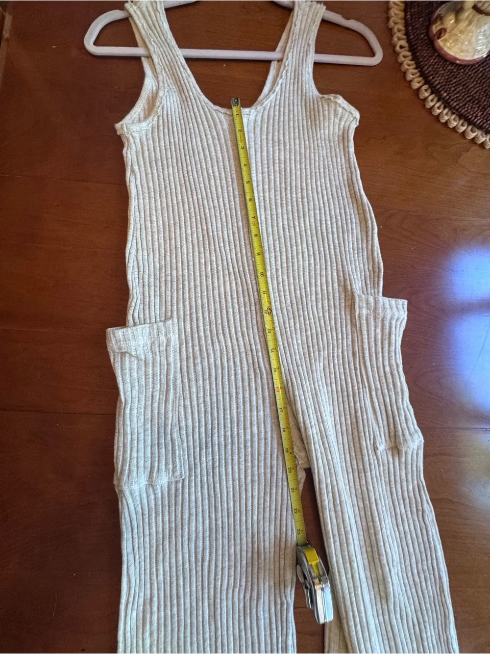 Project Social T Santa Maria Ribbed Jumpsuit Wide Leg Crop Ash Size S